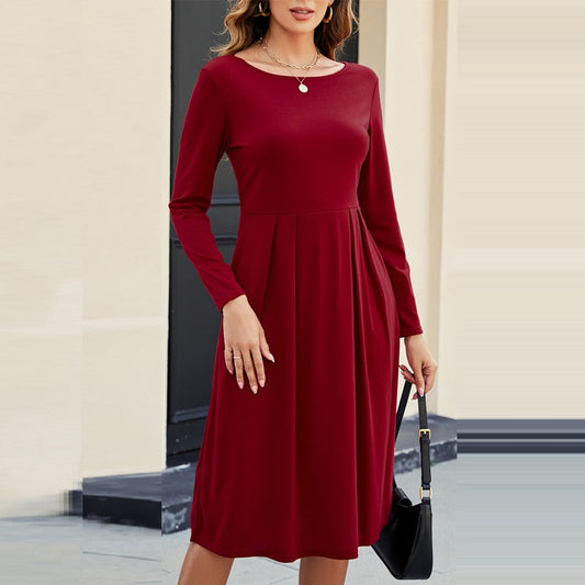 Fashion Casual Round-neck Long-sleeved Dress