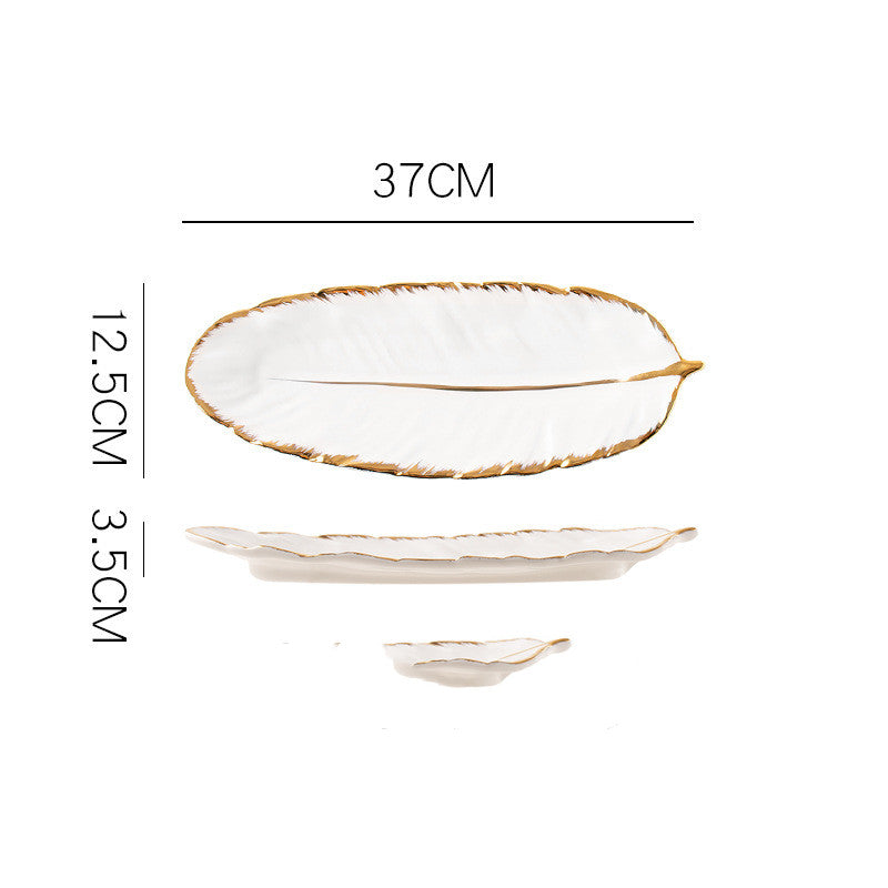 Nordic Style Gold Rim Feather Tray