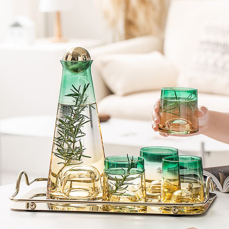 Large Capacity High Borosilicate Diamond Juice Jug , Cups or & Tray