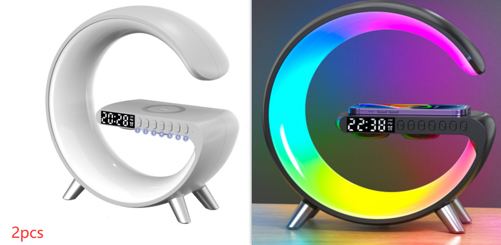Intelligent G Shaped LED Lamp Bluetooth Speaker Wireless Charger Atmosphere Lamp