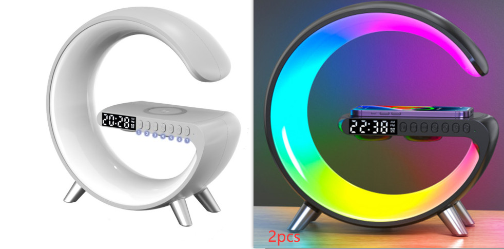 Intelligent G Shaped LED Lamp Bluetooth Speaker Wireless Charger Atmosphere Lamp