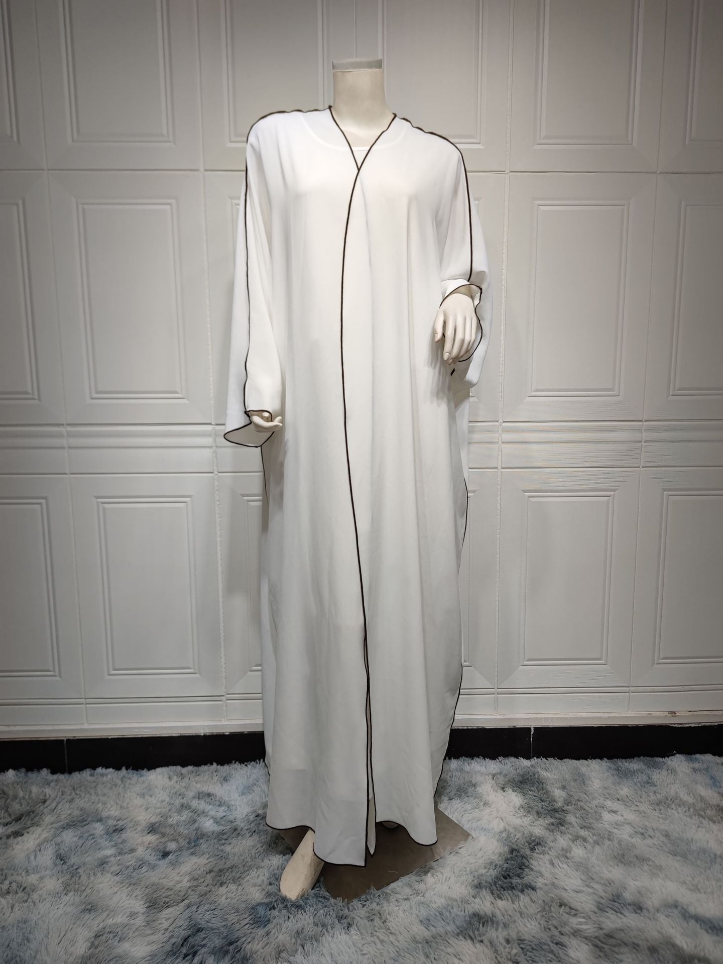 Women's White Patchwork Plus Size Women's Abaya Robe