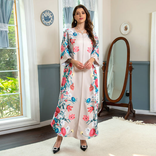 Affordable Luxury Fashion Rhinestone Positioning Printing Arabic Ladies Dress