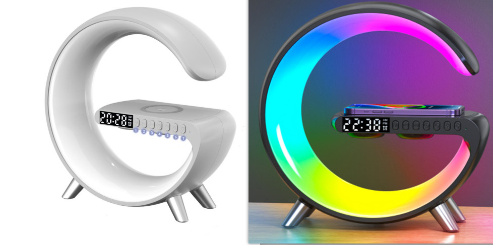 Intelligent G Shaped LED Lamp Bluetooth Speaker Wireless Charger Atmosphere Lamp