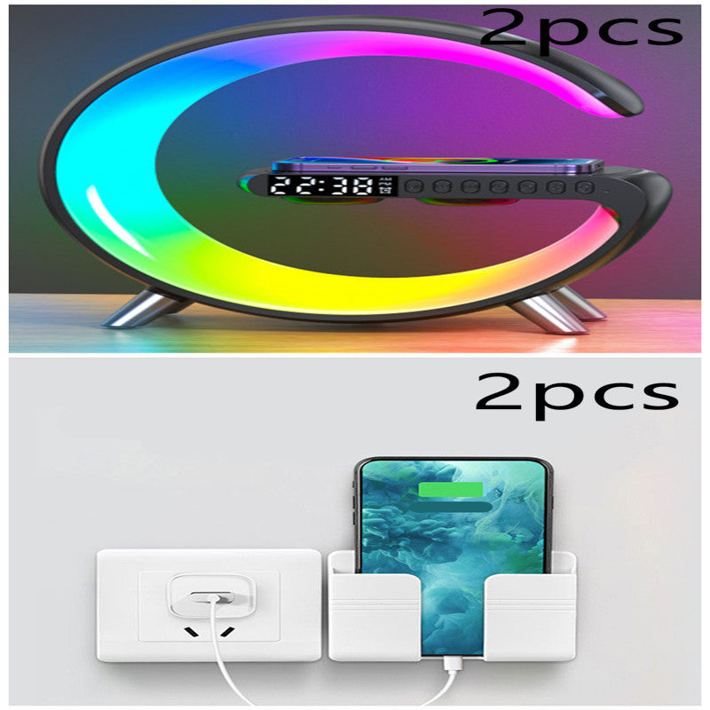 Intelligent G Shaped LED Lamp Bluetooth Speaker Wireless Charger Atmosphere Lamp