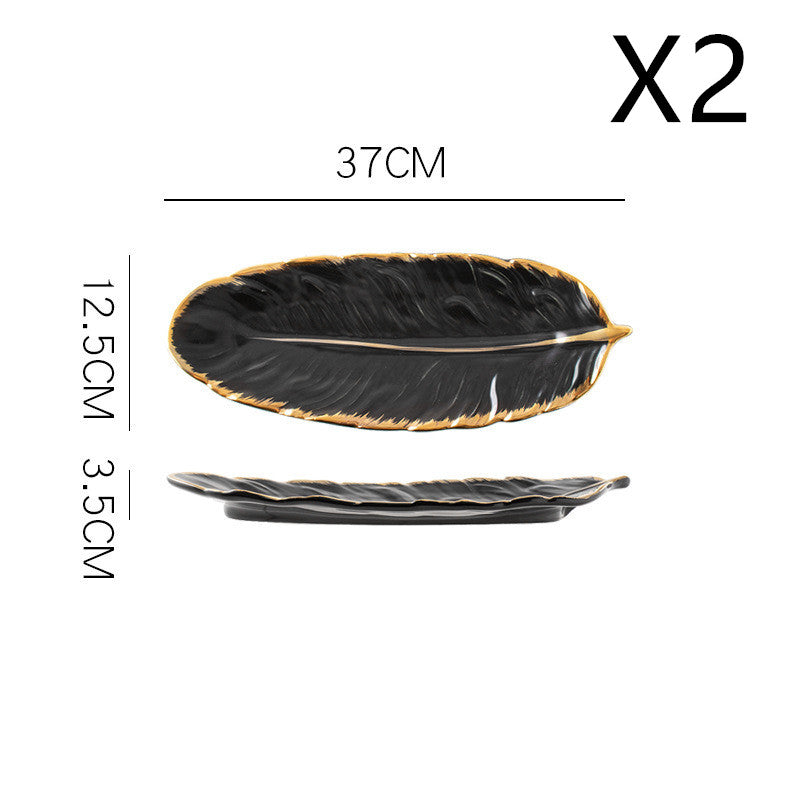 Nordic Style Gold Rim Feather Tray