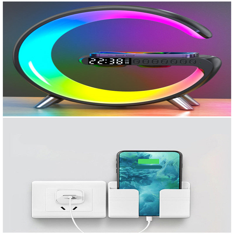 Intelligent G Shaped LED Lamp Bluetooth Speaker Wireless Charger Atmosphere Lamp