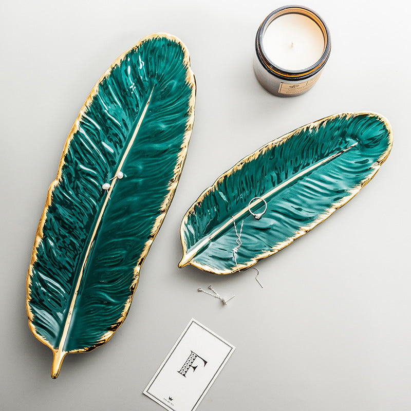 Nordic Style Gold Rim Feather Tray