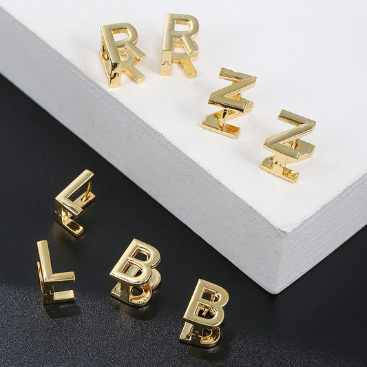18K Gold Color Name Letter Earrings