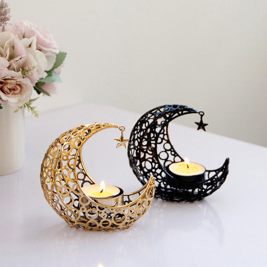 Moon Candlestick Metal Ornaments Modern Luxury