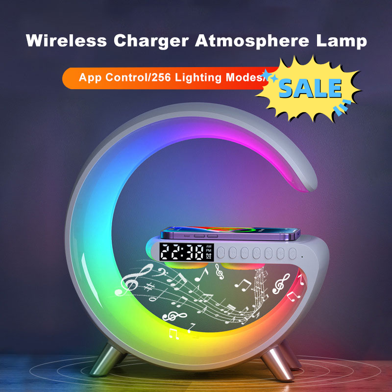 Intelligent G Shaped LED Lamp Bluetooth Speaker Wireless Charger Atmosphere Lamp