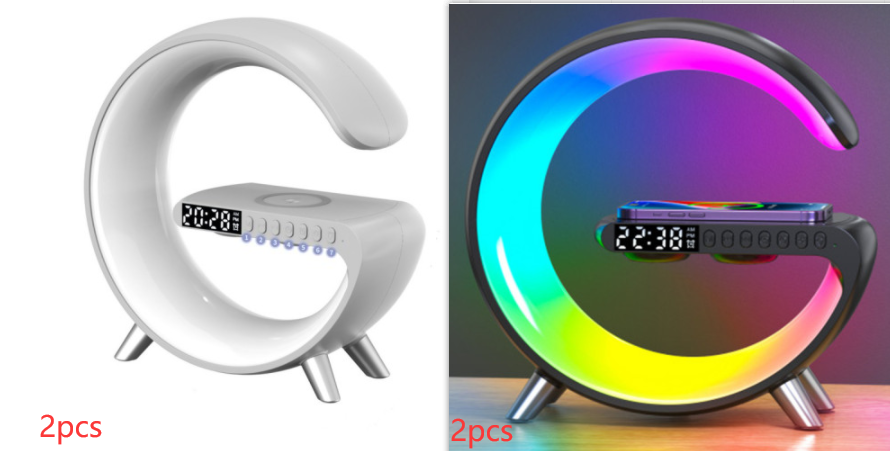 Intelligent G Shaped LED Lamp Bluetooth Speaker Wireless Charger Atmosphere Lamp