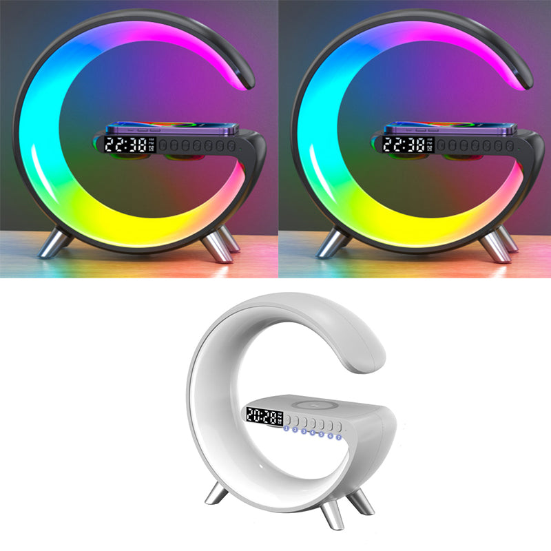 Intelligent G Shaped LED Lamp Bluetooth Speaker Wireless Charger Atmosphere Lamp