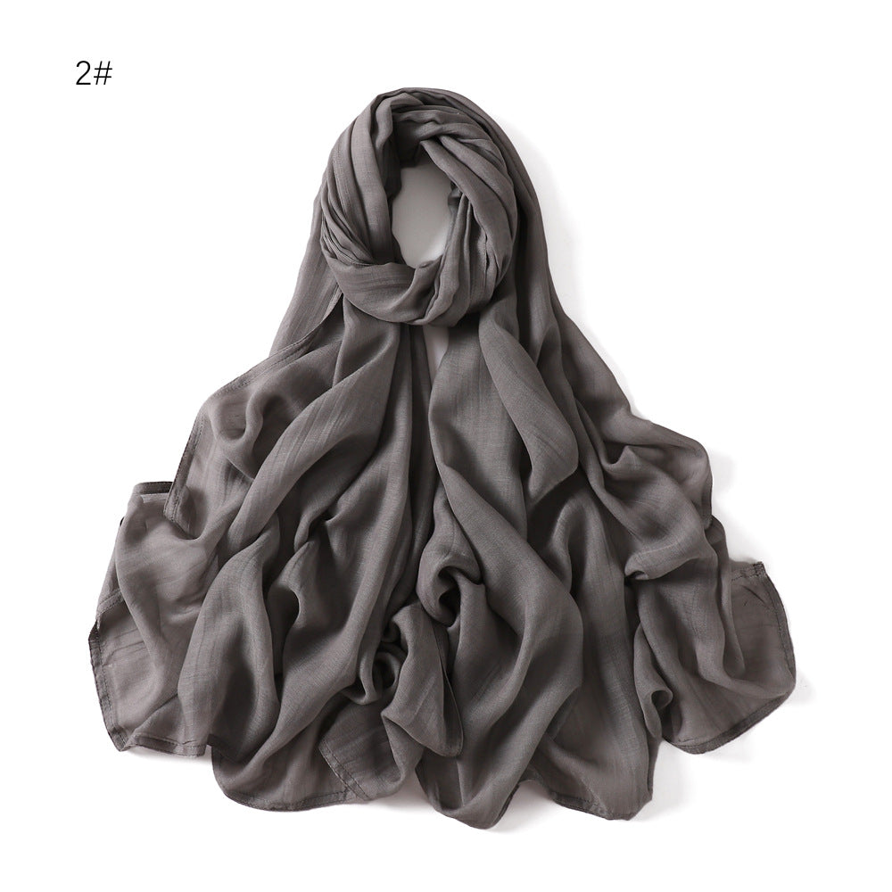 Wide-brimmed Cotton And Linen Monochrome Scarf Veil