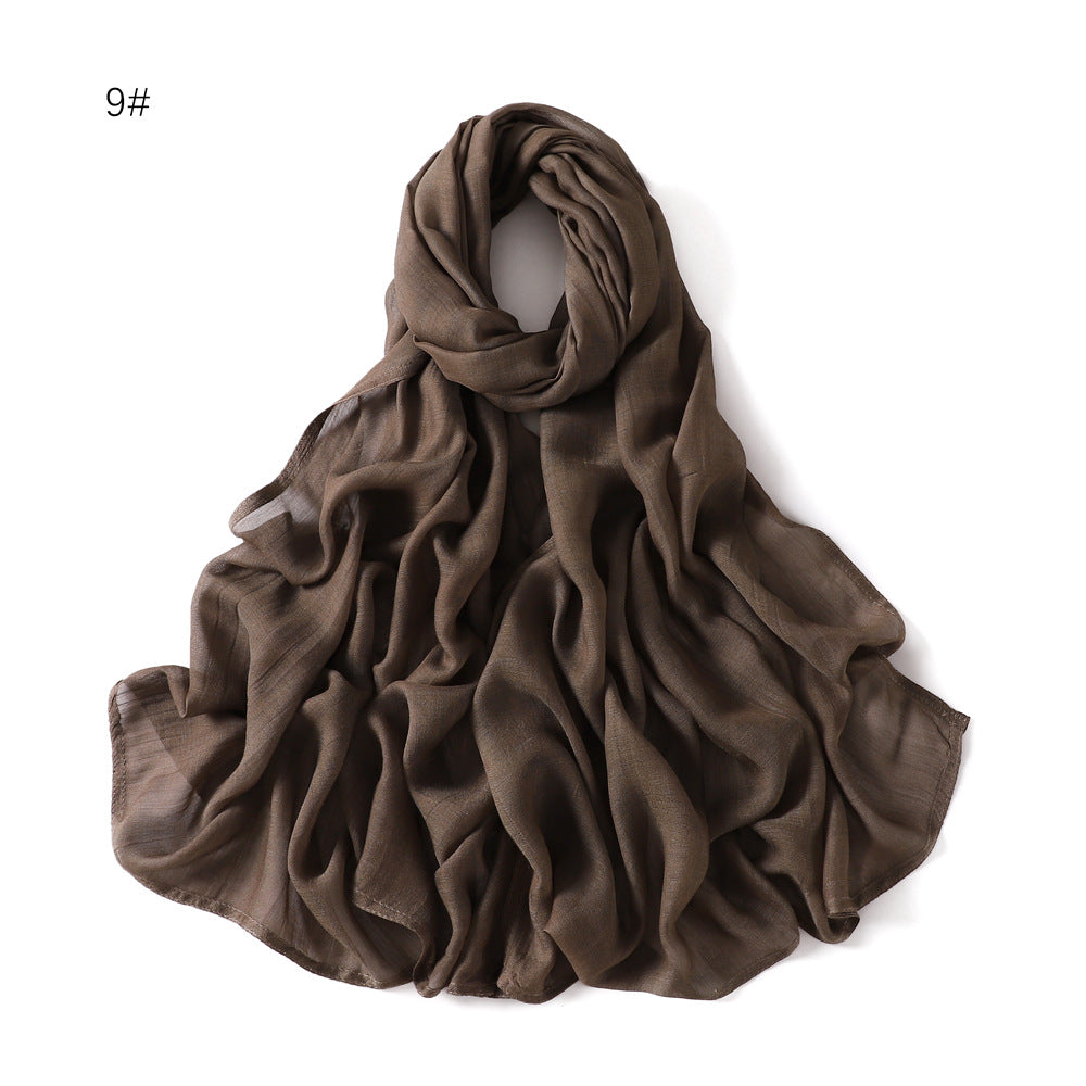 Wide-brimmed Cotton And Linen Monochrome Scarf Veil