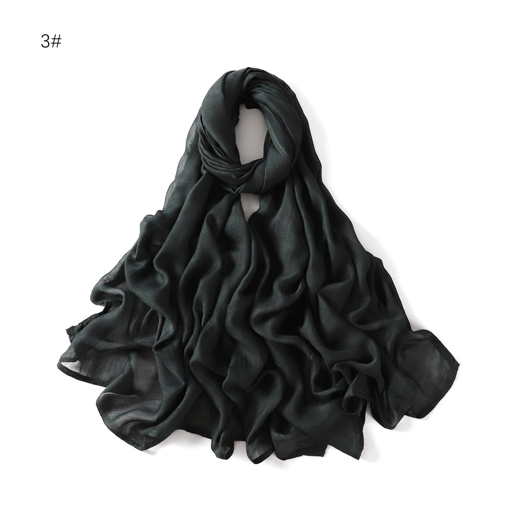 Wide-brimmed Cotton And Linen Monochrome Scarf Veil