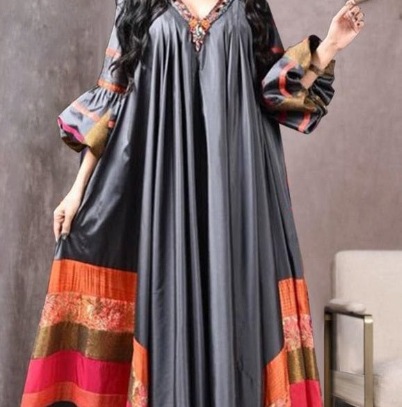 Digital Printing Loose Dress Djellaba