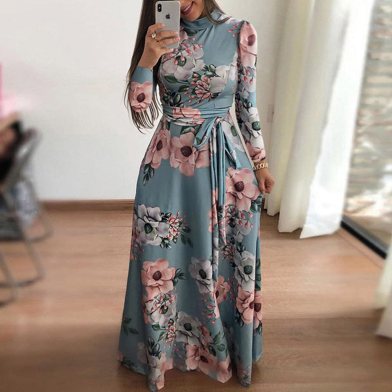 Ladies Long Sleeve Fashion Digital Printed Dress