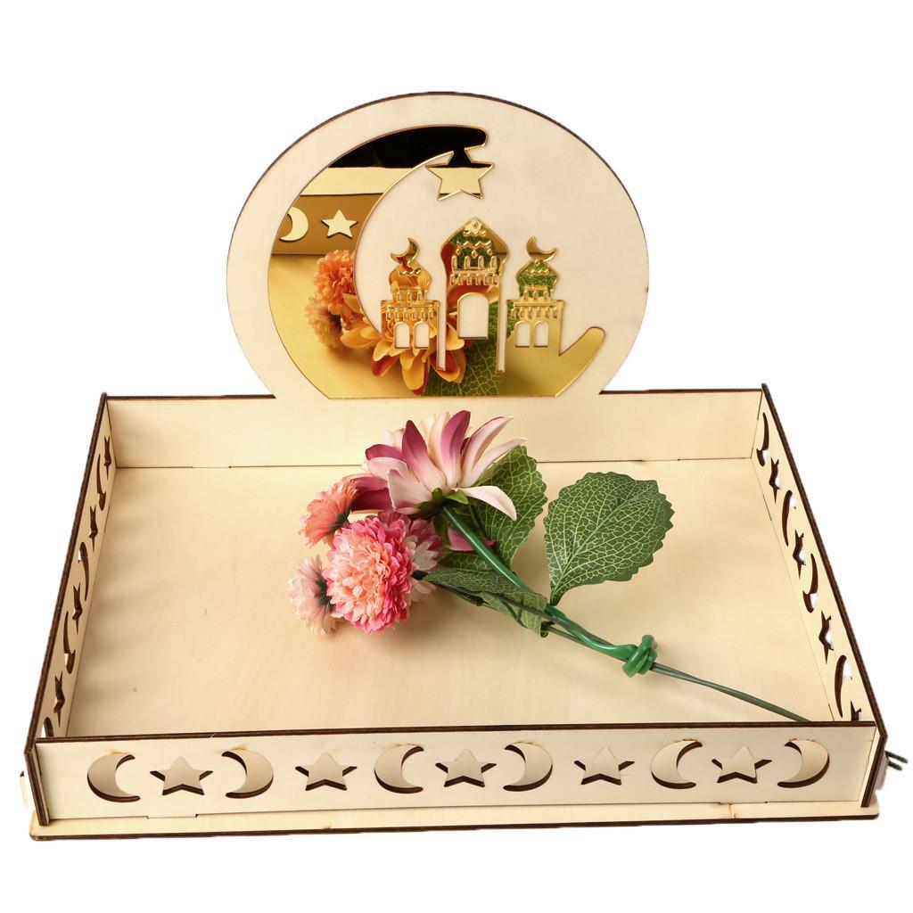 Wooden Artistic Eid Mubarak Wood Irregular Solid Wood Pan