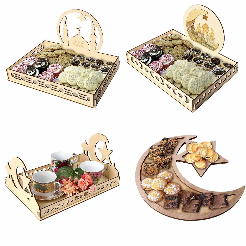 Wooden Artistic Eid Mubarak Wood Irregular Solid Wood Pan