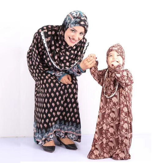 Muslim Robe Women's Arab Prayer Robe Printed Fabric Polyester