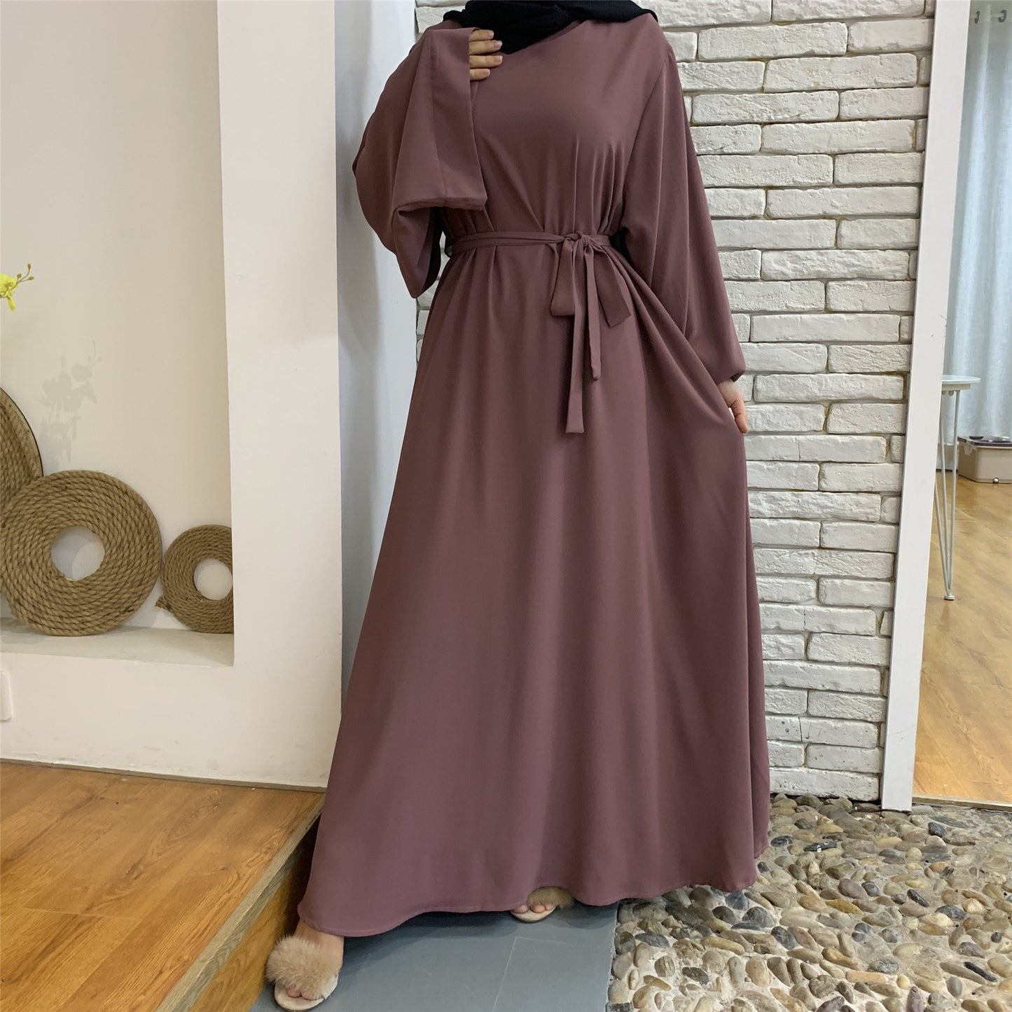 Middle East Jalabiya Pure Color Robe