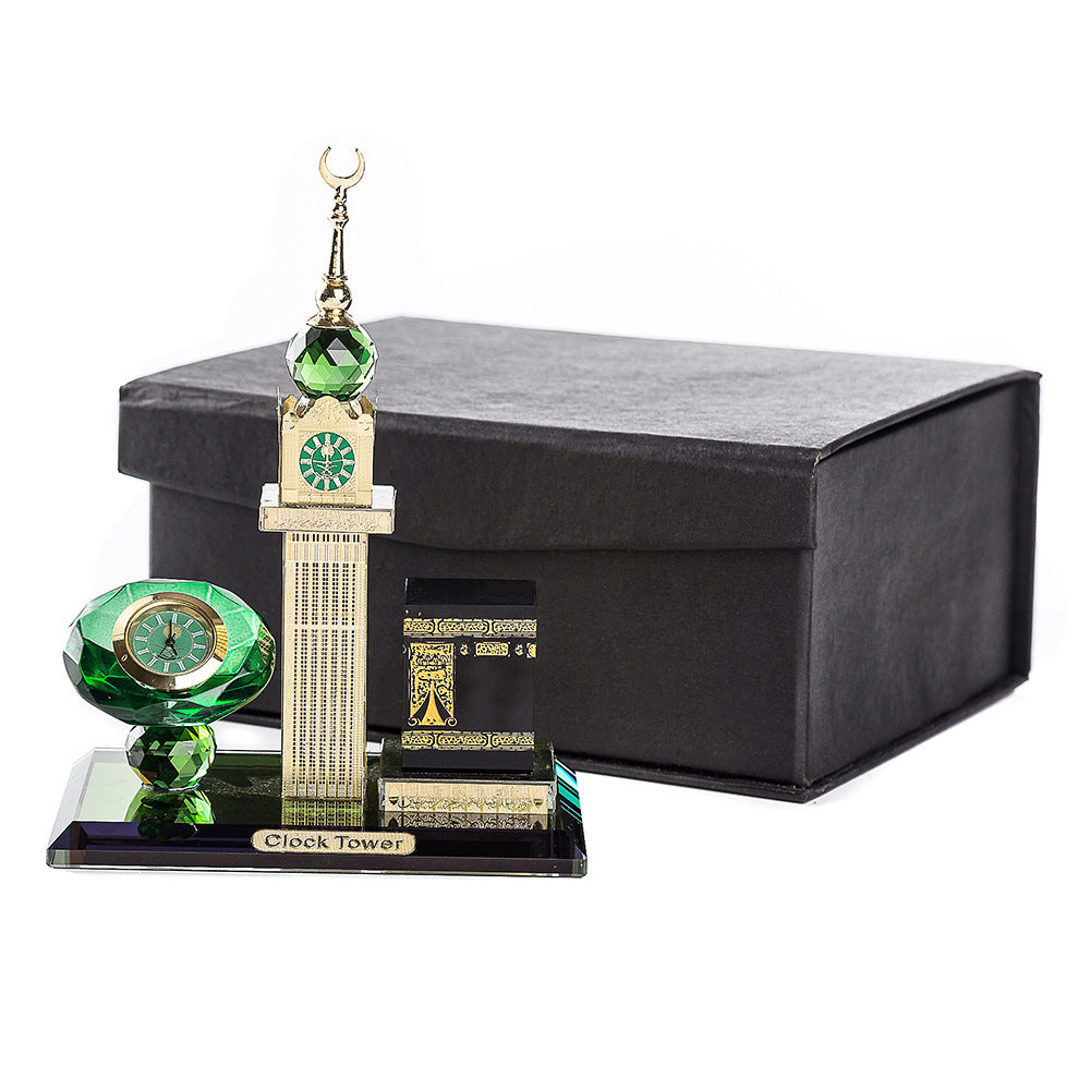 Shiying Watch Four-Sided Clock Kaaba Three-Piece Set Islamic Car Supplies Muslim Gifts Desktop Ornaments Wholesale