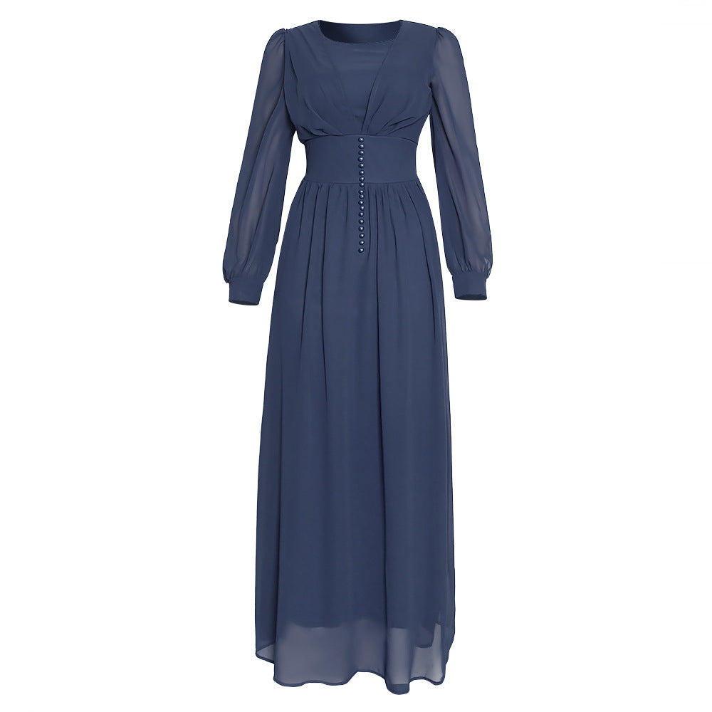 Women's Clothing Long Sleeve Chiffon Dress