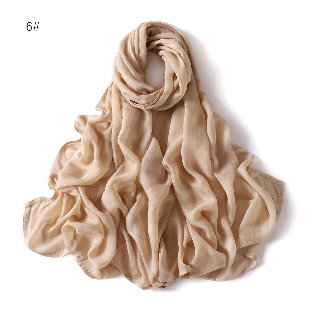 Wide-brimmed Cotton And Linen Monochrome Scarf Veil