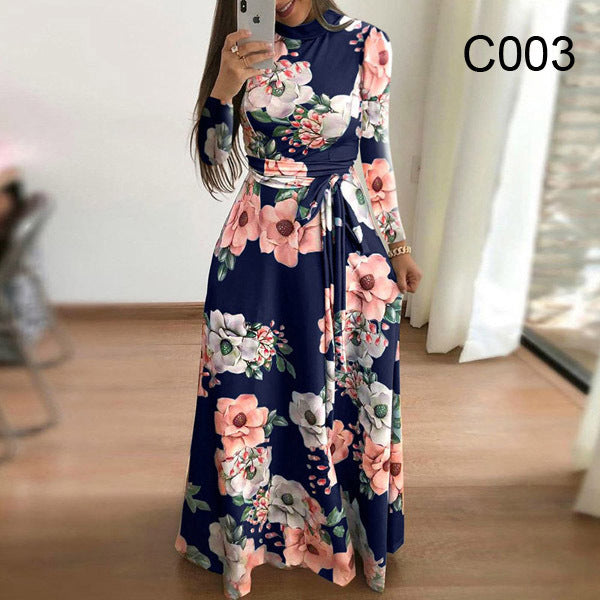 Ladies Long Sleeve Fashion Digital Printed Dress