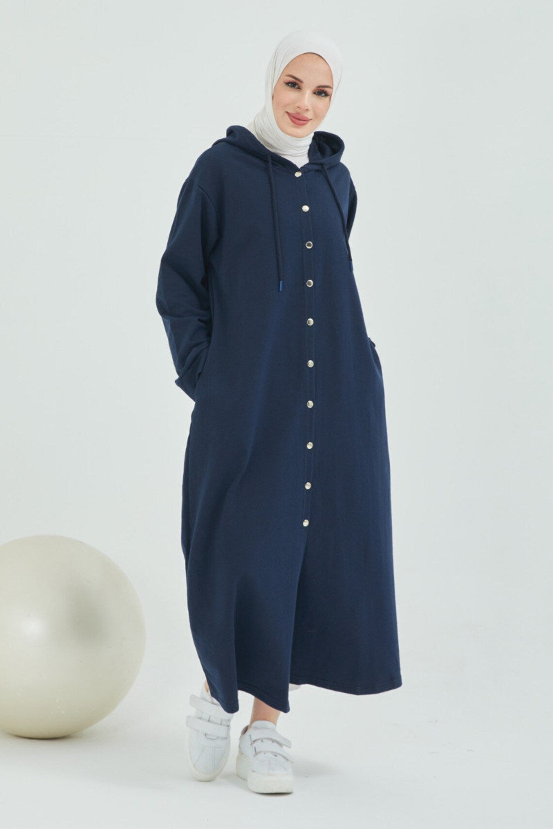 Cotton Pure Color Warm Keeping Long Sleeve Dress