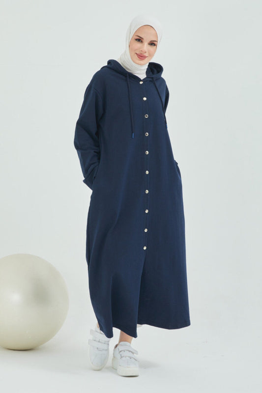 Cotton Pure Color Warm Keeping Long Sleeve Dress