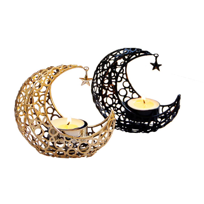 Moon Candlestick Metal Ornaments Modern Luxury