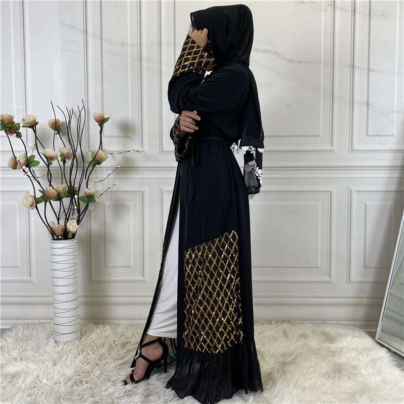 Sequined Embroidered Outerwear Robe Dubai Middle East Women's Chiffon Cardigan