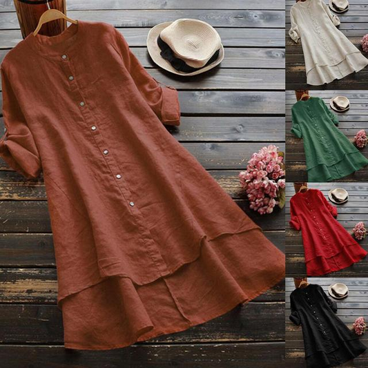 Solid color button cotton shirt