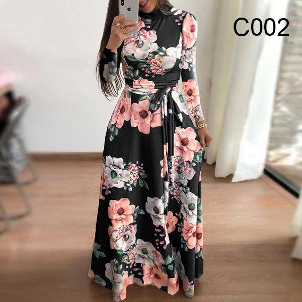 Ladies Long Sleeve Fashion Digital Printed Dress