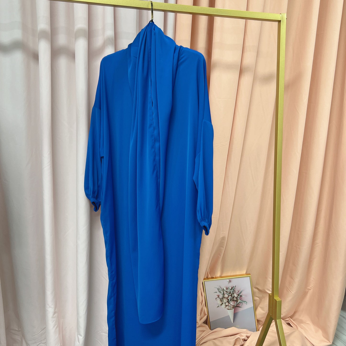 European And American Muslim Arabic Solid Color Hooded Robe Dress