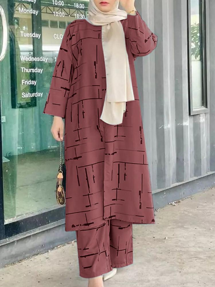 Women's Muslim Print Daily Suit Casual Set