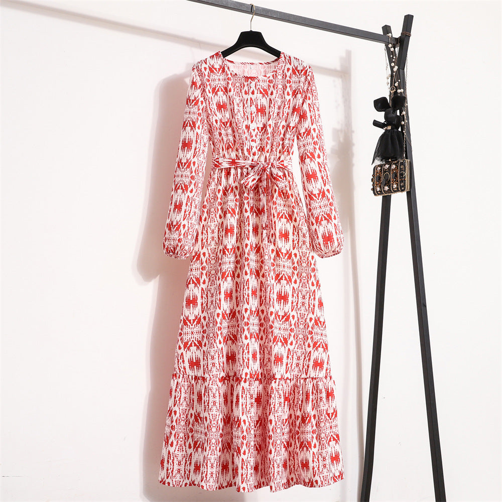 Vintage Floral Long Sleeve Dress Women