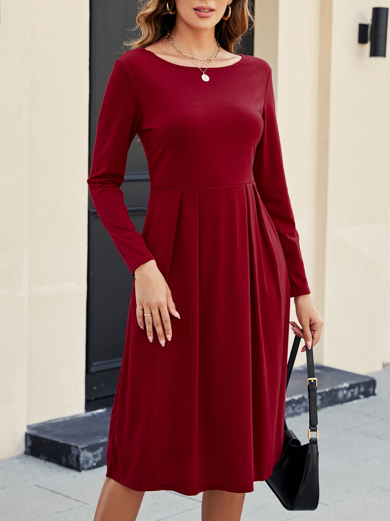 Fashion Casual Round-neck Long-sleeved Dress