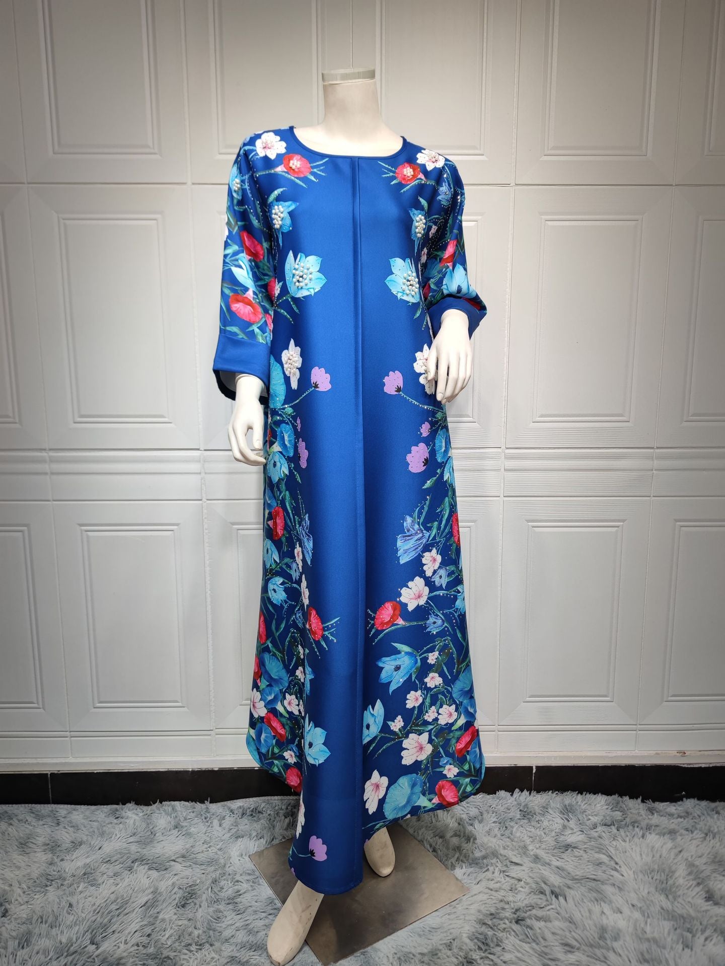 Affordable Luxury Fashion Rhinestone Positioning Printing Arabic Ladies Dress