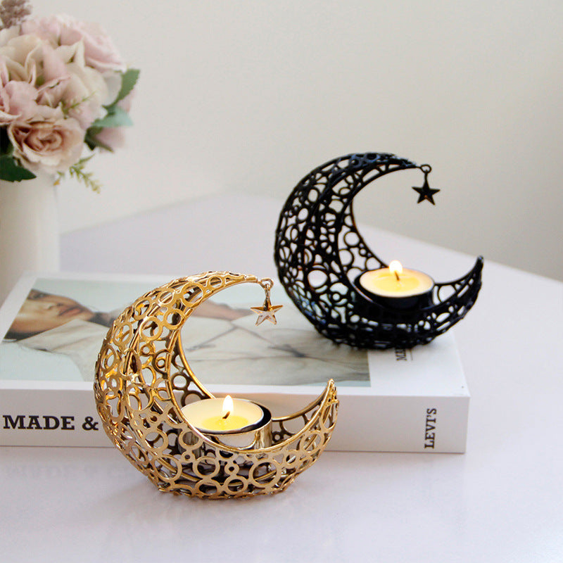 Moon Candlestick Metal Ornaments Modern Luxury