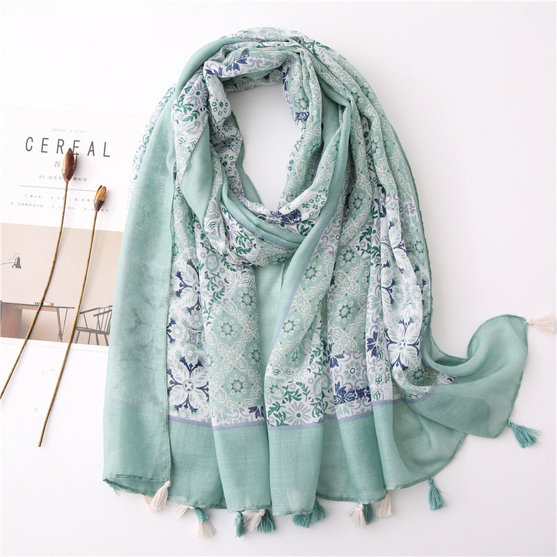 Cotton Linen Velvet Touch Scarf