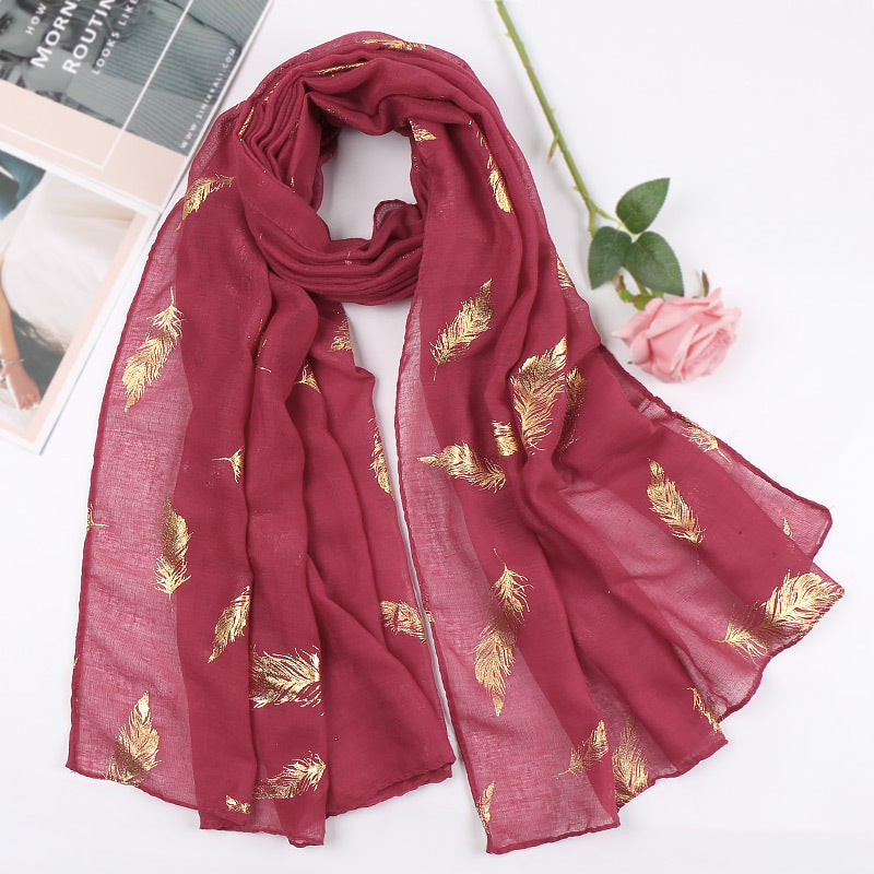 Feather Bronzing Cotton Scarf