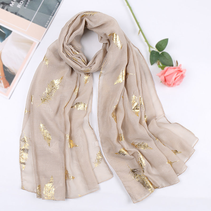 Feather Bronzing Cotton Scarf