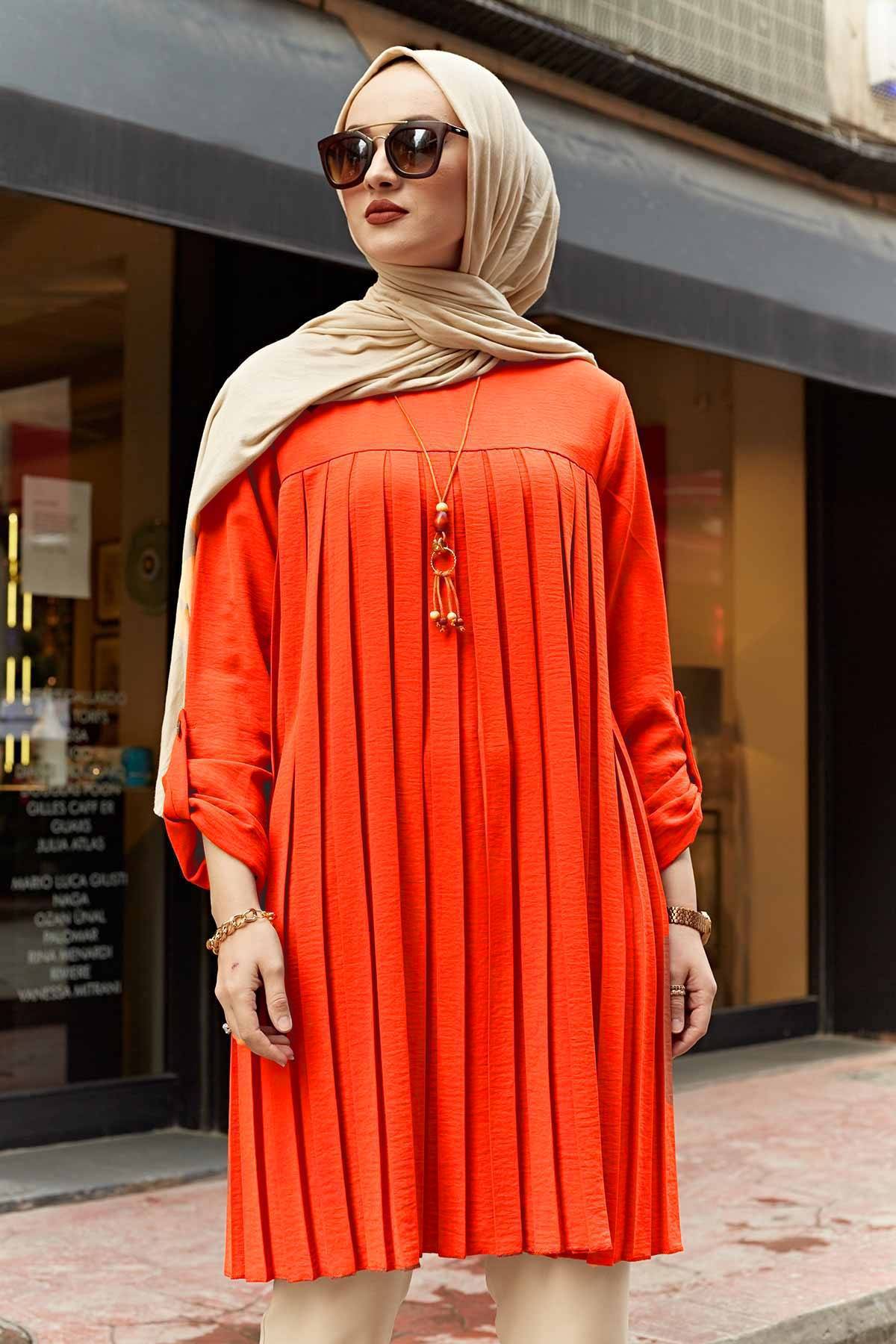 Casual Pleated Loose Long Sleeve Round Neck Plus Size Top