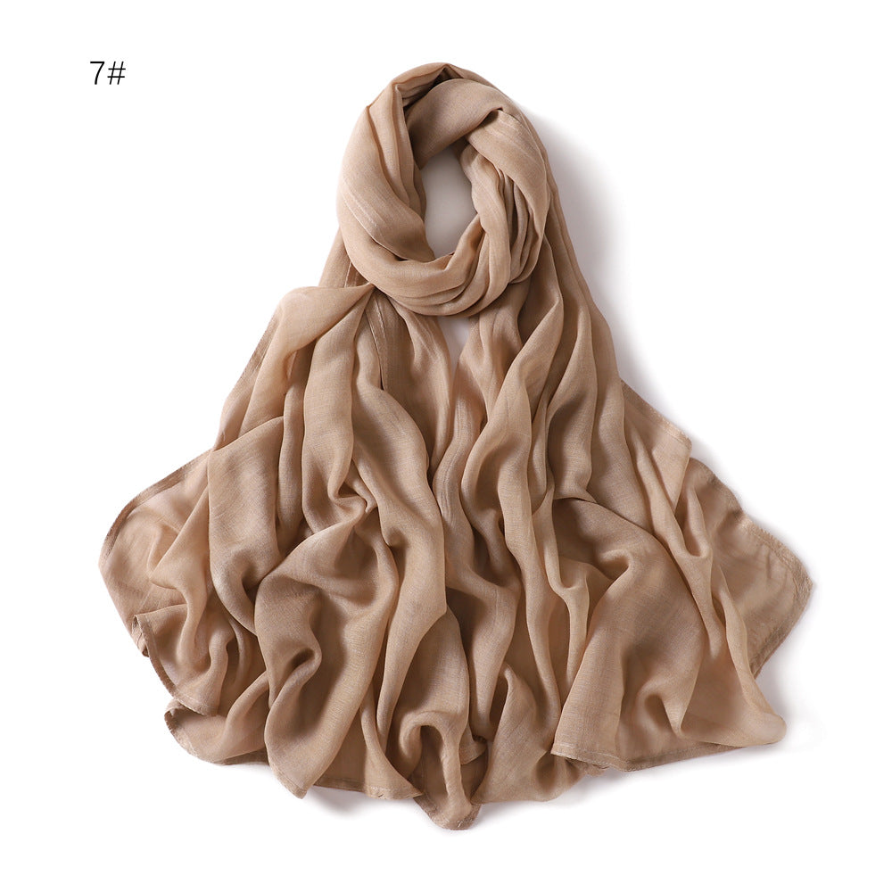 Wide-brimmed Cotton And Linen Monochrome Scarf Veil