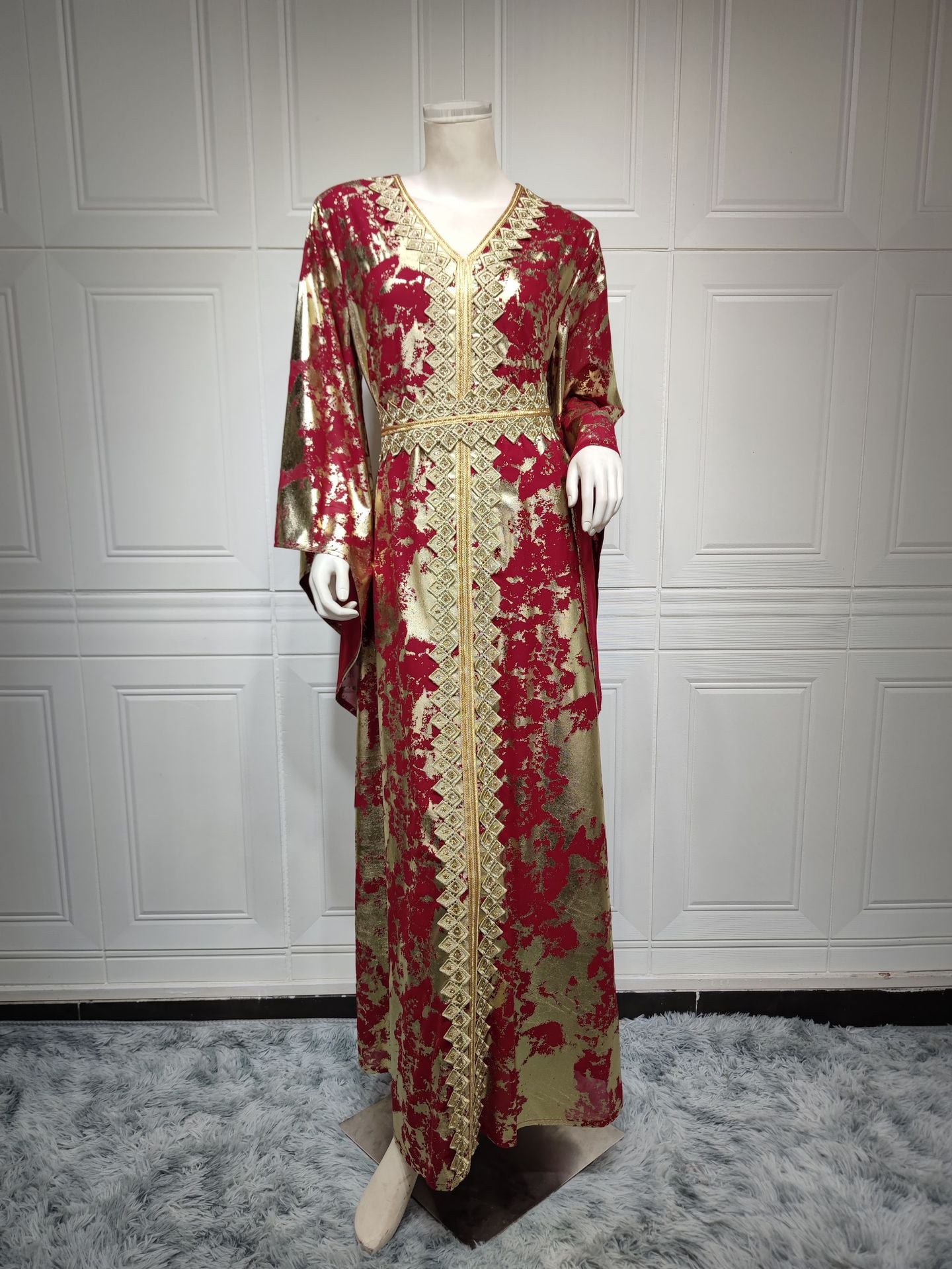 Chiffon Bronzing Robe Containing Belt Dress