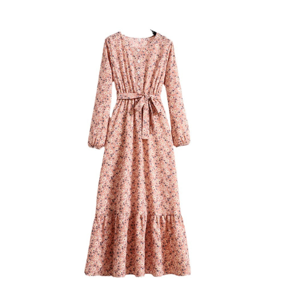 Vintage Floral Long Sleeve Dress Women