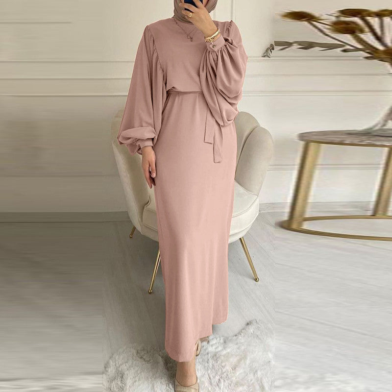 Solid Color Long Sleeve Dress